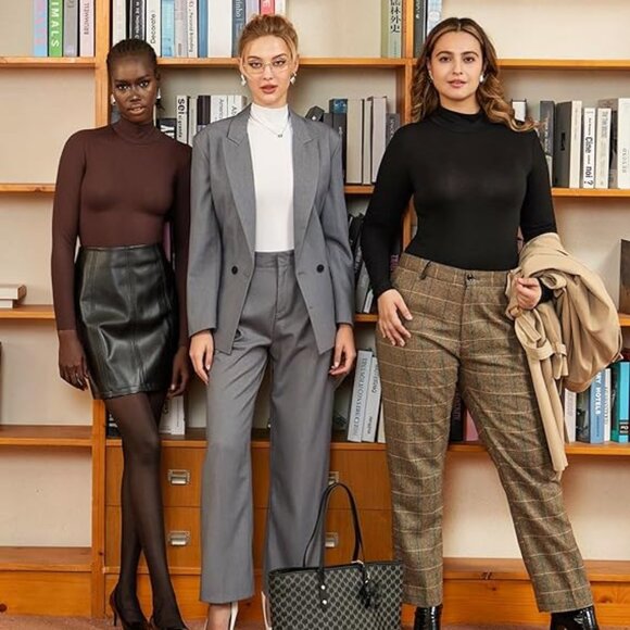 MANGOPOP Bodysuit Mock Turtleneck Green L - Picture 2 of 10